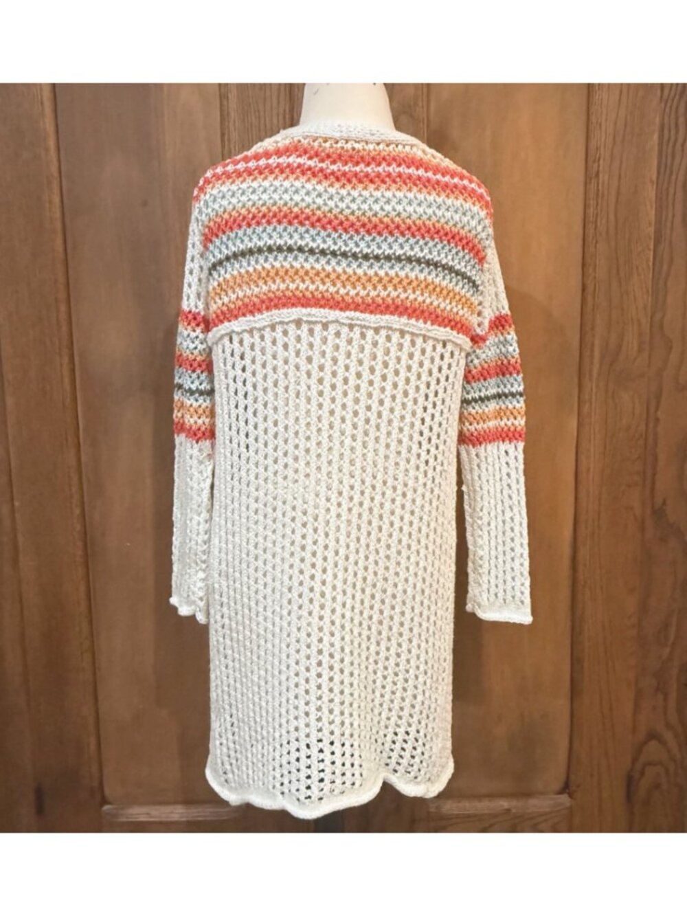 size‎ S Pol ivory crochet cardigan duster multicolor Summer sweater beach? - Picture 3 of 7